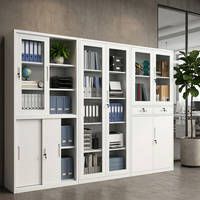 Armoire de classement de bureau moderne en métal, vente en gros directe d'usine, avec portes en verre, armoire de rangement de documents en acier verrouillable pour bureau