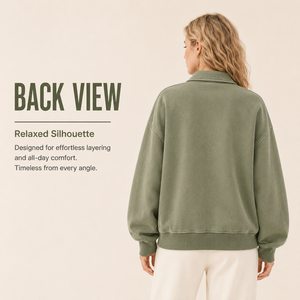 Chaqueta Casual Oversize para <span class=keywords><strong>Mujer</strong></span> al por Mayor, Verde Salvia, Estilo Vintage Lavado, con Cremallera, Bordado Geométrico de Brújula Personalizado y Cuello. - Product Image 2