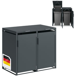 Grote Vuilnisbak Opslag Metalen Afvalbak 120/240l Uitschuifbare Buitenopbergschuur Vuilnisbak Opbergdoos Met Slot - Product Image 4