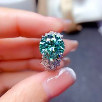 Luxe à la mode 5 carats Pigeon oeuf Simulation Mosan diamant bleu vert anneau ciel étoilé Micro incrusté coloré anniversaire de mariage