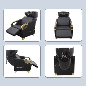 Sillón de Peluquería Moderno de Cuero con Reposapiés Ajustable y Lavabo de Cerámica, Diseño Portátil para Spa Capilar y Barbería - Product Image 4