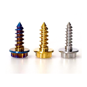 Oem tête de bride hexagonale arc-en-ciel <span class=keywords><strong>m4</strong></span> m5 * 15/18/20 m6 GR5 ti6al4v moto titane auto-<span class=keywords><strong>taraudage</strong></span> auto-perçage vis boulon - Product Image 1