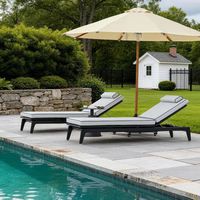 Chaise longue d'extérieur Bainaoer rétro et nostalgique en bois massif, chaise de piscine d'hôtel, transat imperméable et mobile en teck birman pour bord de mer