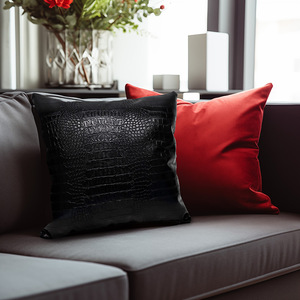 Crocodile Pattern Pu Leather Cushion Cover Square Modern Style Water Resistant Living Room Decor Black Gold Silver - Product Image 4