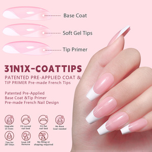 Puntas de Uñas Postizas Desmontables sin Rastro, de Cobertura Completa, con Pegamento, Nuevo Diseño Cuadrado Estilo Francés, Material Acrílico ABS, para Dedos - ¡Venta Caliente! - Product Image 2
