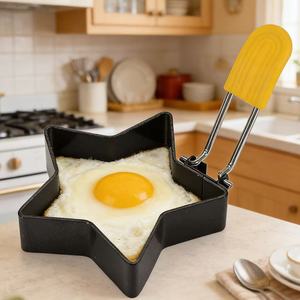 Moules à œufs antiadhésifs en acier inoxydable, moules à œufs frits, moules à crêpes avec poignée en <span class=keywords><strong>silicone</strong></span>, outil de cuisine pour le petit-déjeuner, variété de formes - Product Image 4