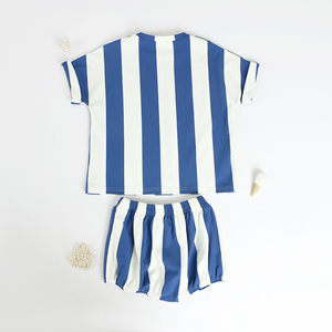 2024 Top ventes bébé vêtements Design à la mode été chemise <span class=keywords><strong>de</strong></span> Football à rayures verticales bébé garçon ensembles <span class=keywords><strong>de</strong></span> vêtements - Product Image 6