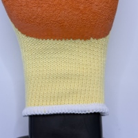 Sarung Tangan Rajut Benang Kuning 10 Gauge 21s 5-Ply Berlapis Lateks Oranye Kerut, Sarung Tangan Pengaman, Kemasan Kustom Pabrik