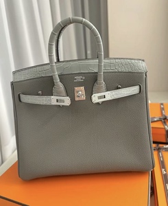 Grey Togo PU Genuine Casual <b>Tote</b> <b>Bag</b> with <b>Zipper</b> Closure Animal Print Women's Polyester Lining Shoulder Strap - Product Image 1