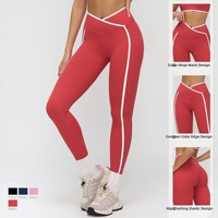 Leggings de yoga taille haute pour femme, rayés, longueur cheville, personnalisables avec logo OEM/ODM, doux, respirants, extensibles dans les quatre sens, effet ventre plat