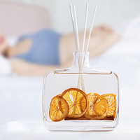 Flacon diffuseur de parfum plat de luxe transparent et mignon de 200 ml avec compte-gouttes et sérigraphie pour diffuseur à bâtonnets