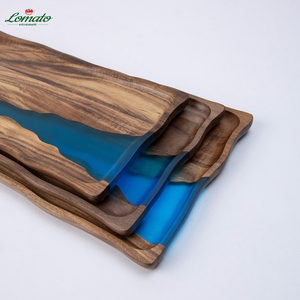 Bắc Âu Minimalism Sông Epoxy Nhựa Phục Vụ Khay Đen Óc Chó Keo Gỗ Hình Chữ Nhật Nhựa Charcuterie Tấm Thủ Công Mỹ Nghệ - Product Image 2