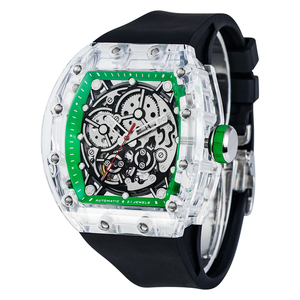 Reloj Automático Skeleton para Hombre, Cristal de Zafiro, Reloj Mecánico, Correa de Fluororubber, Resistente al Agua 3ATM, Reloj de Lujo - Product Image 3