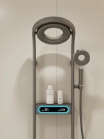 Ensemble de douche pluie gris anthracite tendance TikTok pour salle de bain, finition nickel brossé doux, mitigeur thermostatique électrique multimode avec douchette à main