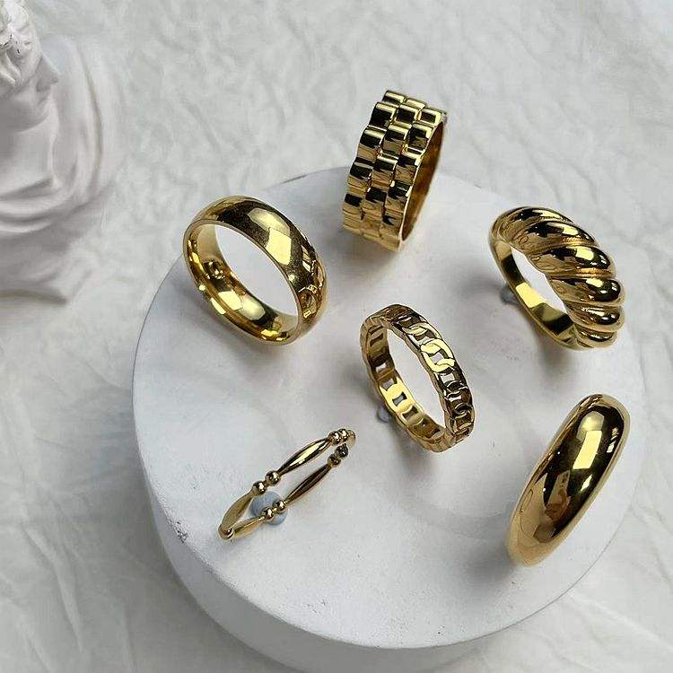 Anillo de oro de 22k de alta calidad para hombres y mujeres, de