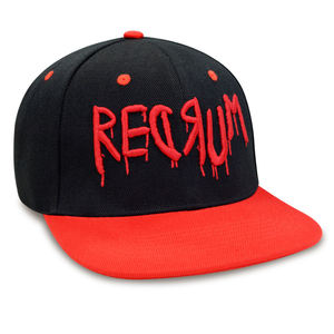 Casquette Snapback brodée 3D personnalisée Redrum, noire et rouge bicolore, style Hip Hop Streetwear, visière plate, pour hommes - Product Image 4