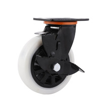 Roulettes pivotantes robustes en nylon de 8 pouces avec roulements à billes, modèle LINGTA LTDY18PA568, freins latéraux pour chariots à palettes d'aéroport et usage industriel