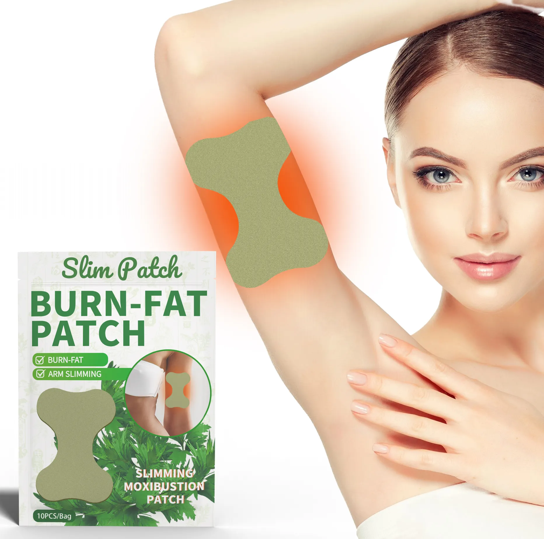 High Quality Wormwood Burn-FAT Arm Slimming Moxibustion Patch For Arm Fat Burning Weight Loss - 10 Patches