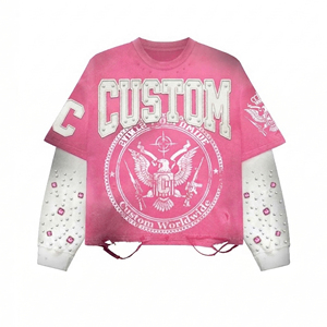 <span class=keywords><strong>T</strong></span>-<span class=keywords><strong>shirt</strong></span> oversize squadrata in <span class=keywords><strong>cotone</strong></span> a doppio strato a maniche lunghe da <span class=keywords><strong>uomo</strong></span> con grafica di strass, effetto distressed e lavaggio sporco - Product Image 1