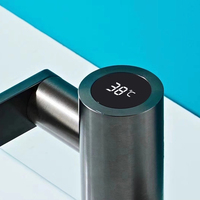 Robinet de lavabo thermostatique numérique à montage sur plan, design moderne, finition chromée, 1 poignée, en laiton, rotation universelle, pour usage domestique