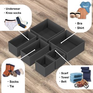Foldable <b>Storage</b> Bins 6Pack Multi-Size Non-woven <b>Drawer</b> Organizer <b>for</b> Baby Clothes Nursery Dresser Dividers - Product Image 2