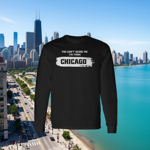 T-shirt a maniche lunghe Chicago Premium nera Non mi puoi spaventare, sono di Chicago - Product Image 3