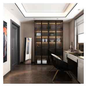 Armoire de chambre principale de style minimaliste italien, luxe léger, série de verre gris avancé, type sol - Product Image 1