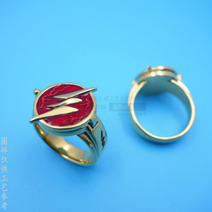 Bague rouge à motif flash en acier inoxydable doré, bijou unisexe, cadeau - Product Image 3