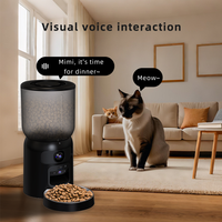Distributeur automatique de nourriture pour animaux de compagnie intelligent OEM, application de contrôle à distance, puce électronique, laser pour taquiner les animaux, 2 caméras, vision nocturne HD 1080P, 5L, application de distributeur automatique de nourriture pour animaux de compagnie