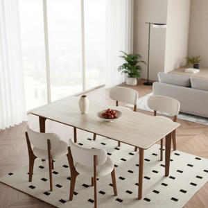 Juego de Mesa y Sillas de Comedor de Madera Maciza de Lujo, Diseño Moderno Bauhaus, Plegable, Rectangular, Muebles para el Hogar, Sala de Estar - Product Image 1