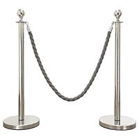 Poteaux de guidage VIP en acier avec dessus sphérique décoratif et cordons en velours pour événements, salons automobiles et tapis rouge