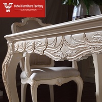 Table à manger en bois massif de luxe européenne, ensemble de chaises de salle à manger françaises, table à manger rectangulaire pour villa, personnalisation de meubles