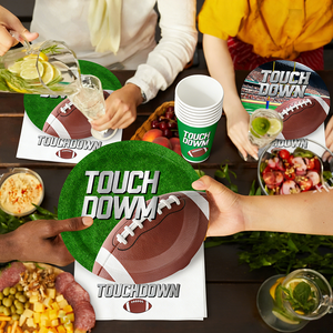 Juego de Vajilla Deportiva DAMAI con Elementos de Rugby, Incluye Platos Redondos de Papel, Vasos y Servilletas, para 8 Personas - Product Image 2