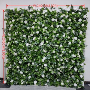 Muro de Flores de Alta Calidad de 8*8 pies, Enrollable, Blanco y Verde, Arreglo Floral con Flores Blancas - Product Image 2