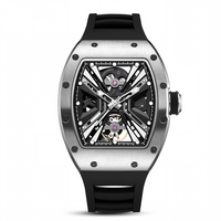 Reloj Mecánico Personalizado con Logotipo para Hombre, Esfera Transparente Luminosa, Caja de Acero Inoxidable, Correa de Silicona, Resistente al Agua 3ATM, MOQ Bajo