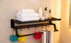 HL-V 600Mm Matte Màu Đen 24-Inch Khăn <span class=keywords><strong>Bar</strong></span> Phong Cách Hiện Đại Góc Gắn Thiết Bị Vệ Sinh & Phòng Tắm Phần Cứng Set Cho Phòng Tắm - Product Image 4