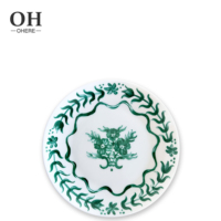 Ensemble de vaisselle en porcelaine de Chine osseuse de qualité supérieure fleur verte de Style occidental pour la décoration de plaque de chargeur Vajilla écologique pour