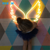 Livraison directe, ailes d'ange personnalisées, lettres en acrylique transparent 3D, enseigne lumineuse au néon LED, décoration, enseignes électroniques