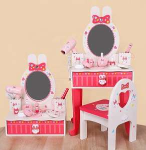 Coiffeuse en bois de lapin blanc pour enfants, 1 pièce, <span class=keywords><strong>jeu</strong></span> de maquillage, simulation, petite princesse - Product Image 3
