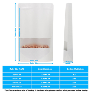 Linh hoạt Bao bì tùy chỉnh cán dây kéo đứng lên túi doypack Trắng kraft giấy đóng gói túi với cửa sổ - Product Image 6