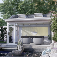 Mini Solarium Préfabriqué 4 Saisons en Aluminium, Kit de Véranda Rétractable Style Européen avec Toit Pointu en Verre Trempé pour Hôtel