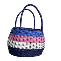 Panier tressé artisanal pour la cueillette de légumes et de fleurs, panier de courses, panier de pique-nique, panier à légumes portable de style rural