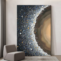 Peinture à l'huile abstraite moderne ciel étoilé, texture 3D, 100% peinte à la main, haute qualité, toile personnalisée, art mural, cadre sur mesure pour