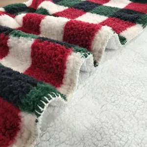 คริสต์มาสลายสก๊อตเชอร์ปาผ้าห่มฤดูหนาวผ้าห่มนอนที่อบอุ่นและโยน