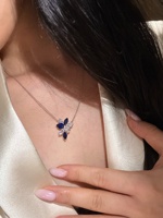 Collier pendentif en or massif 18 carats avec saphir bleu cultivé en laboratoire et diamant couleur D, bijoux fins pour femmes, cadeau pour tous les jours, qualité supérieure