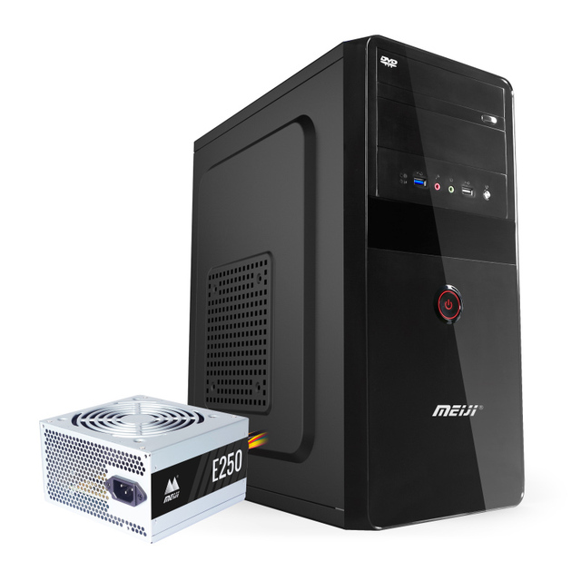 J02P Micro ATX Computer Case with 200W Power Supply Mid Tower PC Plastic USB and Audio Front Ports in Stock