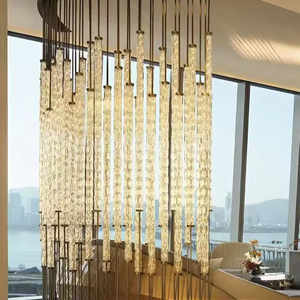 Paravent en <span class=keywords><strong>verre</strong></span> avec structure en acier inoxydable en spirale, tubes de <span class=keywords><strong>cristal</strong></span> suspendus artistiques pour villa et espace commercial - Product Image 1