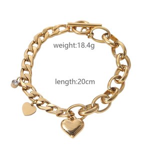 Nueva moda fiesta de acero inoxidable 18K chapado en oro cadena y pulsera de eslabones brazaletes para mujeres - Product Image 3