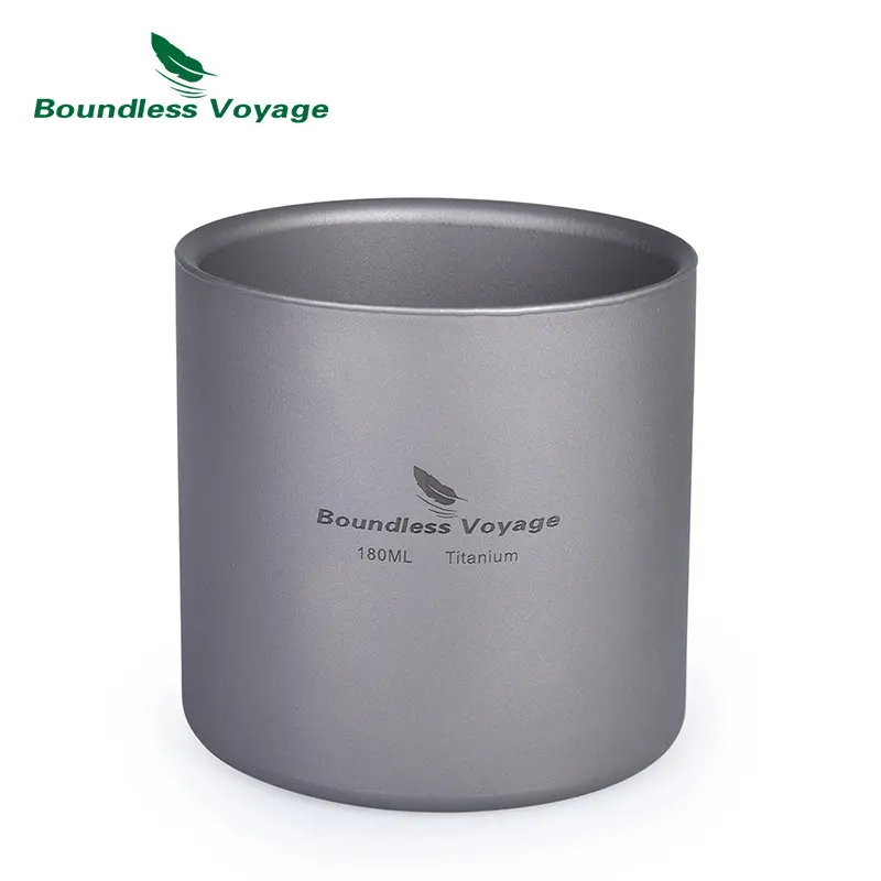 Boundless Voyage Titanium outdoor camping Ultralight Hiking double wall Insulated Cup 180ml portable cup