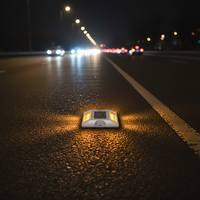 Marqueurs de trottoir LED clignotants haute intensité IP68 à haute luminosité, réflecteurs verts fixes pour parking, yeux de chat en aluminium
